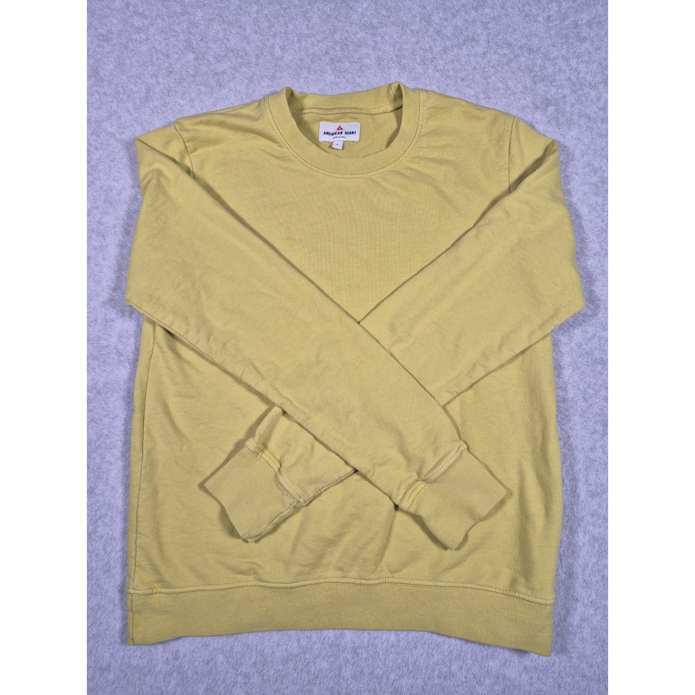 American Giant Sweatshirt Women Small Yellow Crew Neck Sweater Outdoor Hike